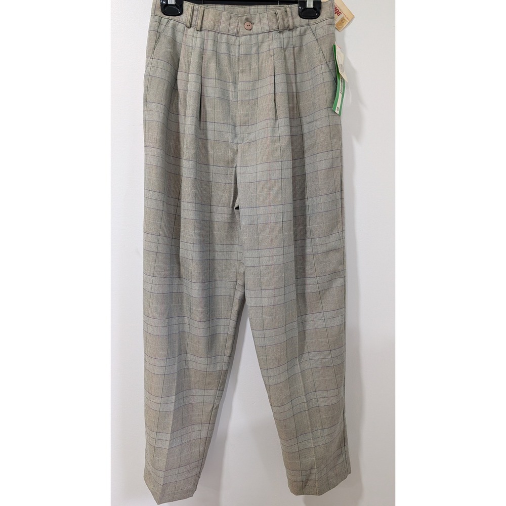VTG Fundamental Things Plaid Pleated Trousers High Waist Gray Purple Size 10 NWT